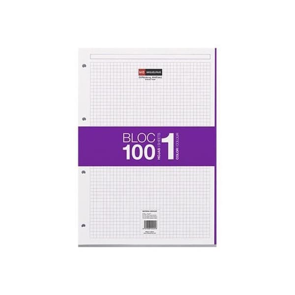 Miquelrius Lilac Notebook Pad refill A4 100 ark - 200 sidor små rutor 4 hål