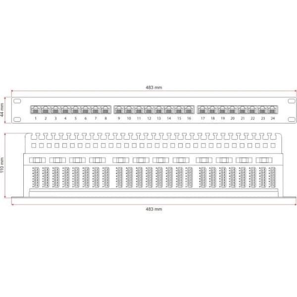 ALANTEC Alan 24-portars patchpanel A-lAN FTP Cat 6 (PK010) helt - 5901738552821