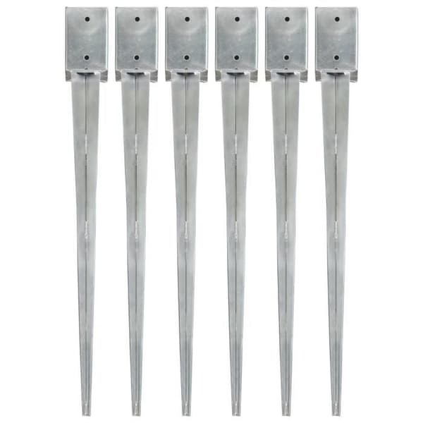 vidaXL Ground Stakes 6 st Silver 9x9x90 cm Galvaniserat stål
