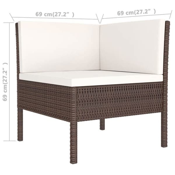 vidaXL Trädgårdsmöbler 2 st med kuddar Flätad resin Brun 310205