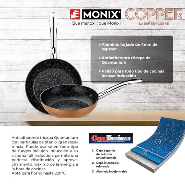 Grill - Monix - M740030 - 28 cm - Aluminium - Non-stick