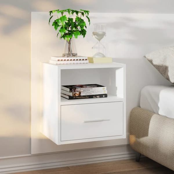 vidaXL Vägghängda Sängbord 2 st Vit 811008