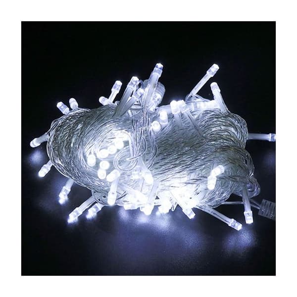 LED-ljusslinga Beline 5 m, 50 LED - Kallvit, strömförsörjning 3xAA