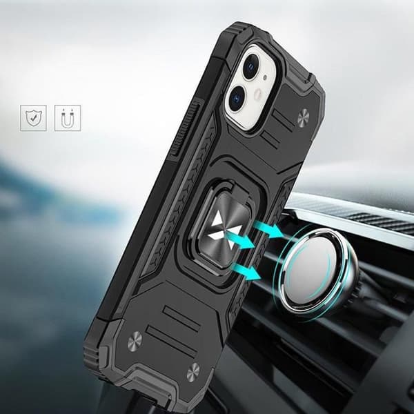 Svart magnetiskt skyddsfodral Ring Armor för iPhone 14 Plus