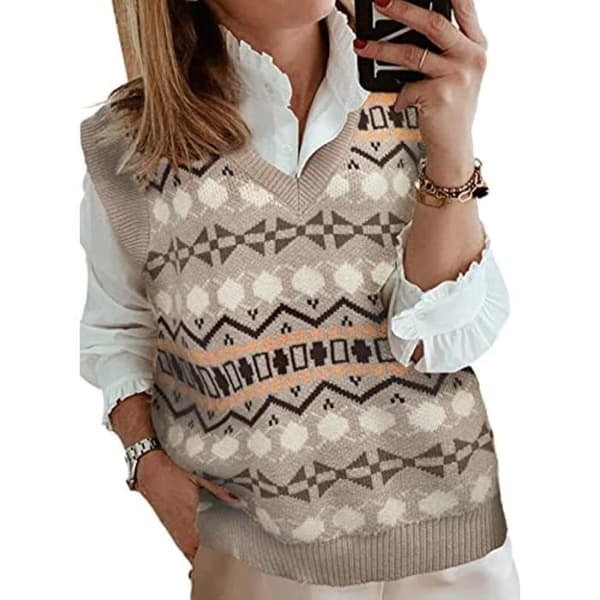 Pull Chandail Q1J9K Oversized väst för enfärgad, stickad, snodd tröja, V-ringad, ärmlös tröja