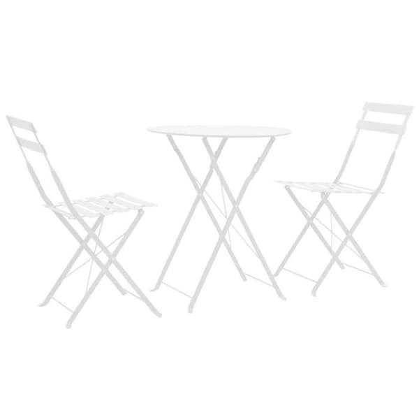 vidaXL Bistroset 3 delar Stål Vit 44357