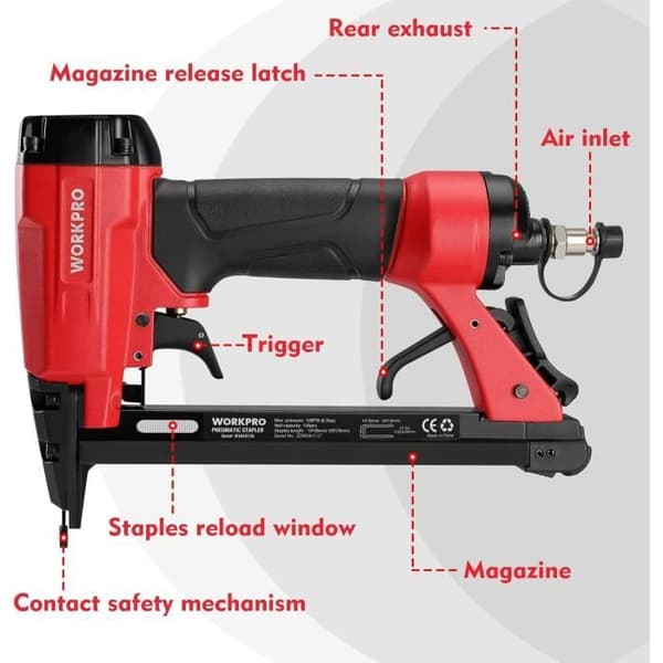 WORKPRO Pneumatisk Häftmaskin med 1500 Häftstift
