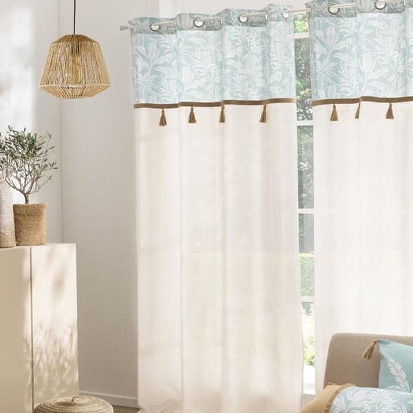 Gardiner med öljett 140 x 240 cm bomull/polyester + pompon Hera