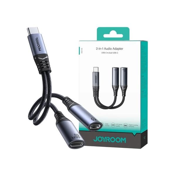 USB-C Adapter Till 2X USB-C 2-i-1 Joyroom För Snabbladdningstelefoner