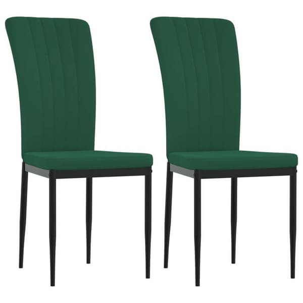 vidaXL Matstolar set om 2 Mörkgrön Sammet, matsalsstol, relaxstol, sidostol, stol 326095