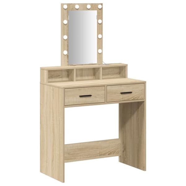 Coiffeuse med LED-lampor Ek Sonoma 79x41x140 cm
