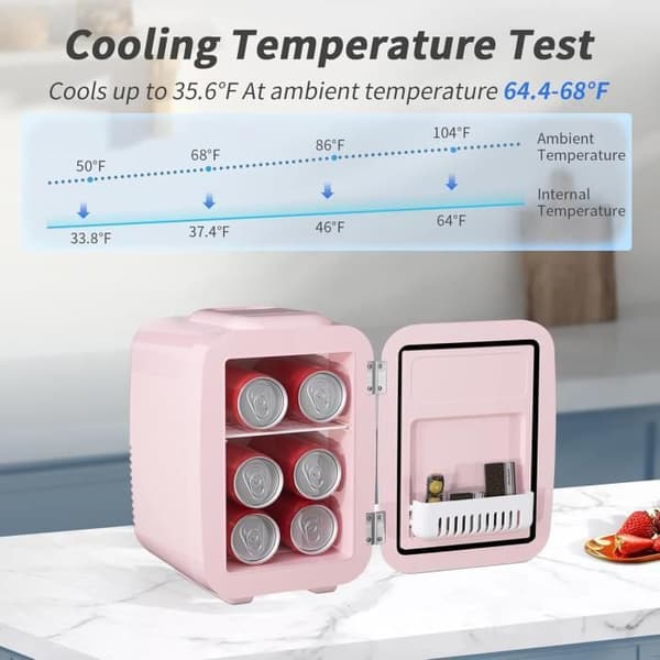 YASHE Mini kosmetikkyla 4 L portabel - CA/CC, tyst, rosa