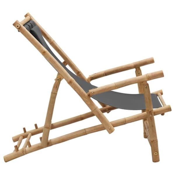 vidaXL terrassstol bambu och canvas mörkgrå 318595