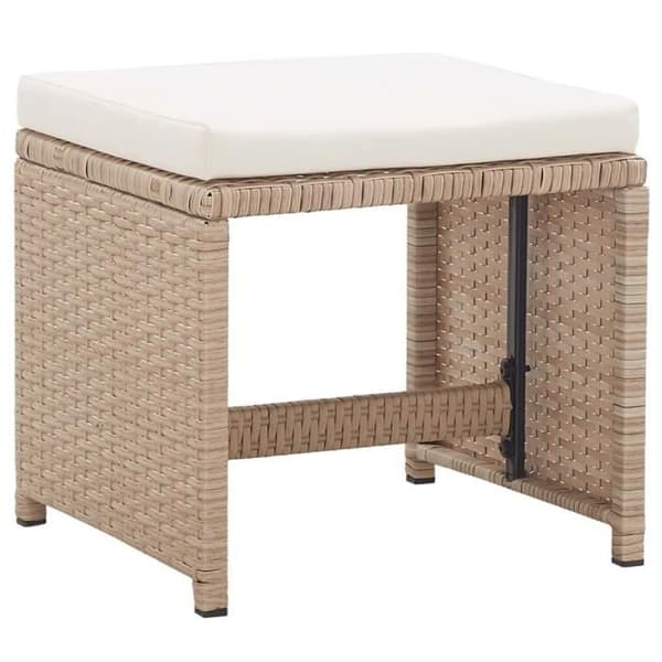 vidaXL Trädgårdspallar 2 st med Kuddar Vävd Resin Beige
