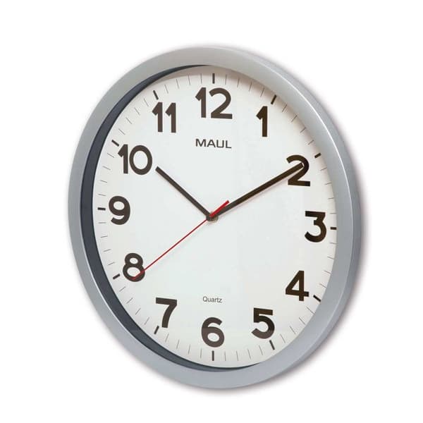 MAULstep Väggklocka 40 med batteri - silver - 1 styck - Ø 40 x 4.8 cm - MAUL