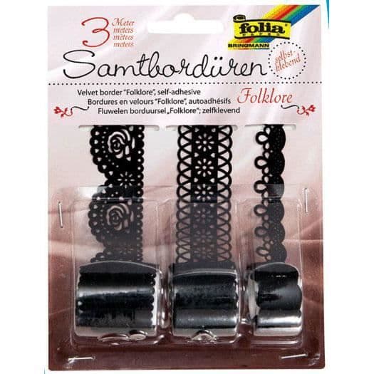 Set med 3 rullar med självhäftande sammetstejper och...