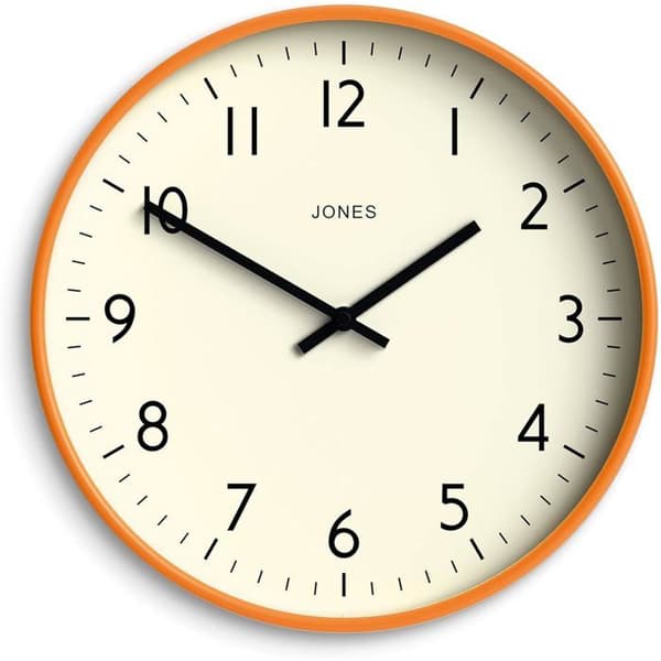 JONES CLOCKS Studio Väggklocka 30 cm orange - modern design, läsbara siffror