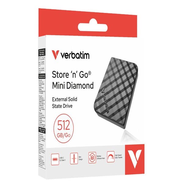 VERBATIM SSD MINI USB-C 512GB SVART