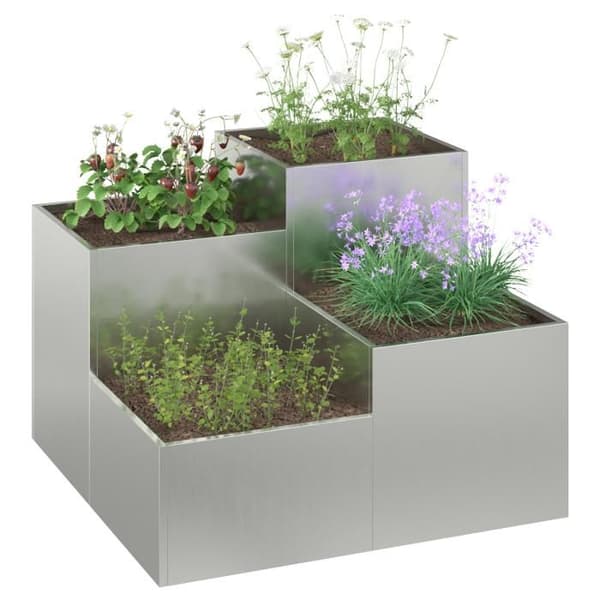 Jardinière - 80x80x60 cm - Galvaniserat stål - Grå - Modernt design