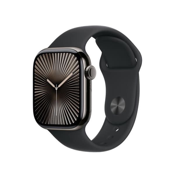 Smartwatch med 42mm skärm, kraftfull processor och svart armband.