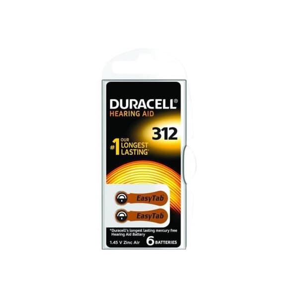 Duracell hörapparatbatteri 6 x 312 brun