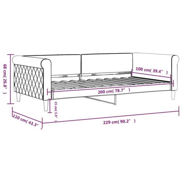 vidaXL Dagbädd Gul 100x200 cm Sammet 354256