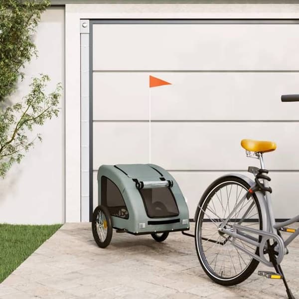 vidaXL Cykelvagn för husdjur grå 93965