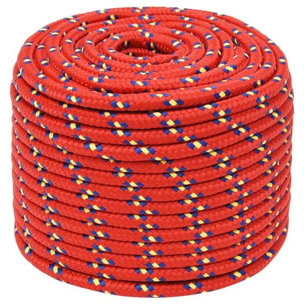 152411 vidaXL Båtrep Röd 14 mm 100 m Polypropen