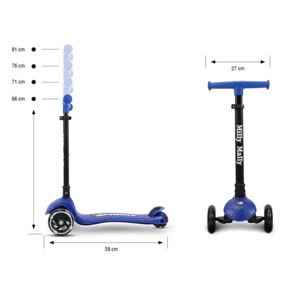 Scooter - Milly Mally - Sparky - Blå - 3 hjul - Fällbar