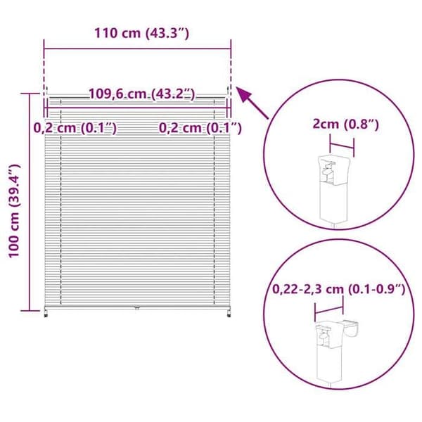 vidaXL Butik plissé 110x100 cm Crème 240645