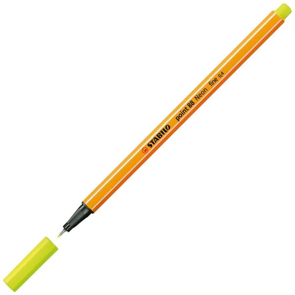 Stylo-Feutre - POINT 88 - Gul FLUO - Fin spets 0,4 mm - Skrivalängd 1000 m - Hexagonal