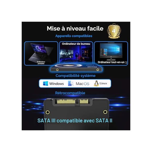 Intern SSD-hårddisk - Fikwot - FX815 - 2 To - SATA III - 560 Mo/s