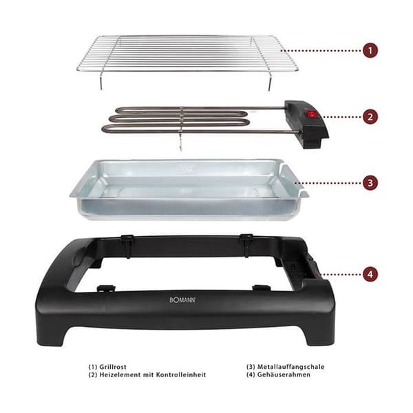 Grill Elektrisk bordsgrill - BOMANN - BQ 1240 N CB - 2000W - Svart