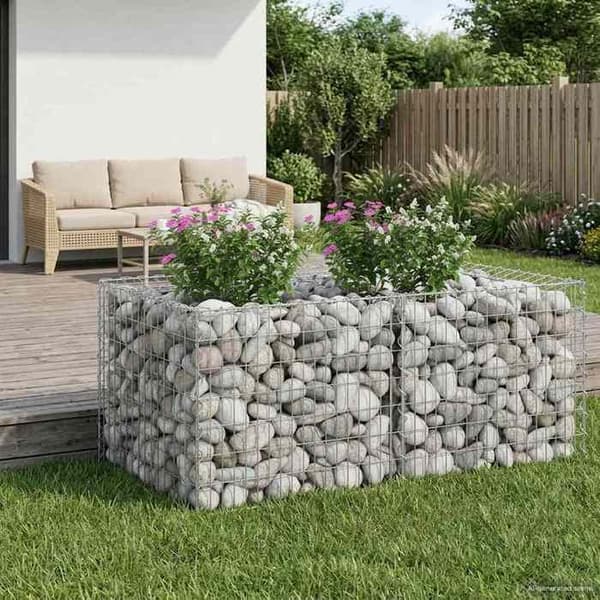 vidaXL Upphöjd gabion Silver 42033297