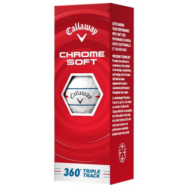 Låda med 12 Callaway Chrome Soft Triple Track 360 golfbollar