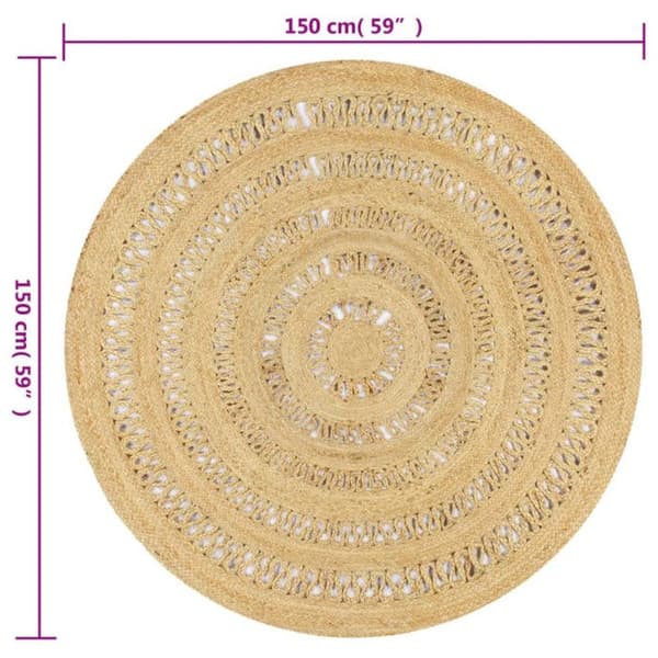 Matta - vidaXL - Flätad jute - 150 cm - Rund - Naturlig
