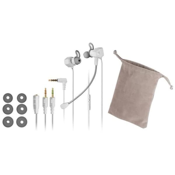 Mars Gaming MIHXW White In-Ear-hörlurar med mikrofon för PS4/PS5/XBOX/SWITCH/PC
