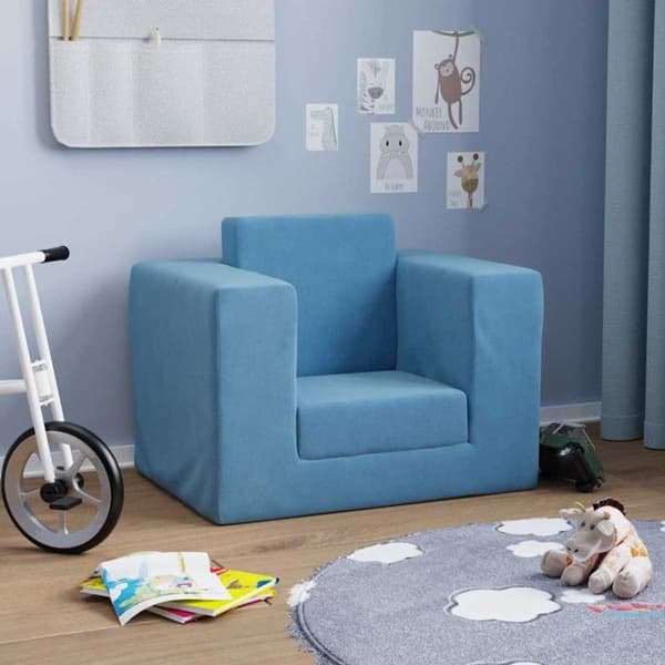 Sängsoffa för barn Blå Mjuk Plysch
