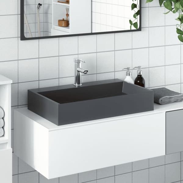 Vask - 60x38 cm - Mineralfontän - Antracit - Tidlös design