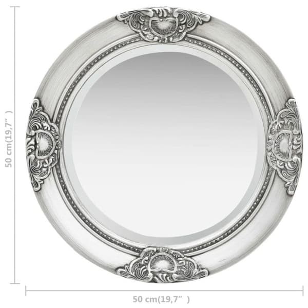 vidaXL Barockstil Väggspegel 50 cm Silver 320346