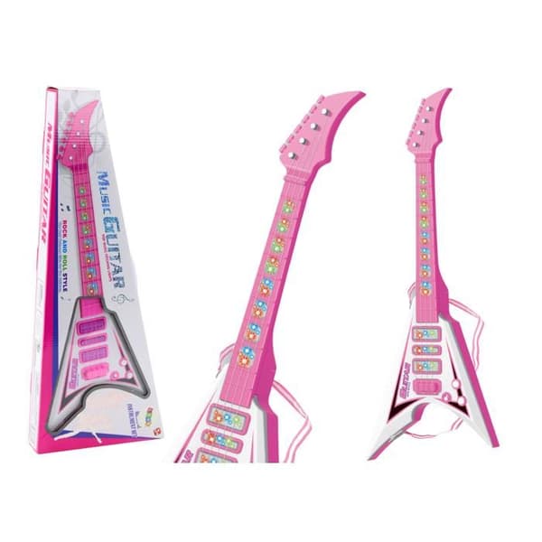Barn Elgitarr Rosa Med Ljus Och Melodier