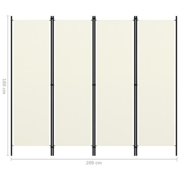 vidaXL 4-Panel Rumsavdelare Krämvit 200x180 cm
