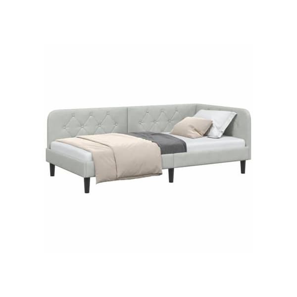 Vinkelsängram i sammet - vidaXL - Ljusgrå - 100x200 cm - L-formad design - Mångsidig bäddsoffa