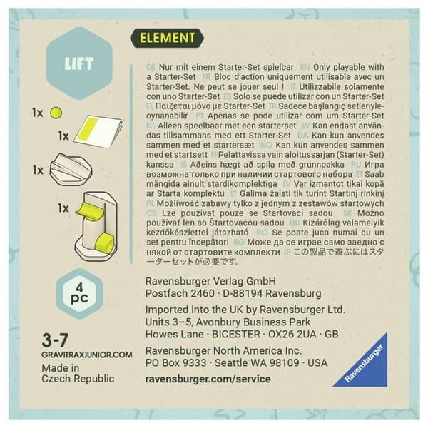 Kretskomponent - RAVENSBURGER - GraviTrax Junior Element Lift (24588) - kullyft - 2 delar - från 3 år
