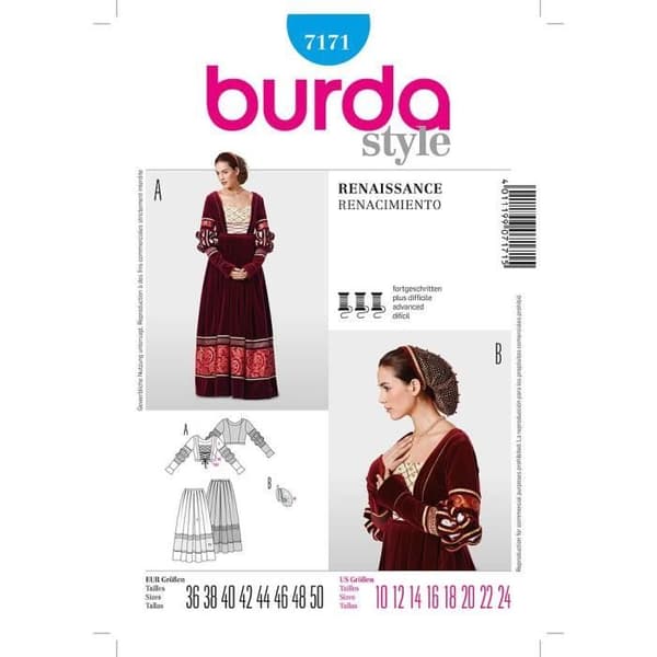 Burda mönster 7171 Historisk klänning