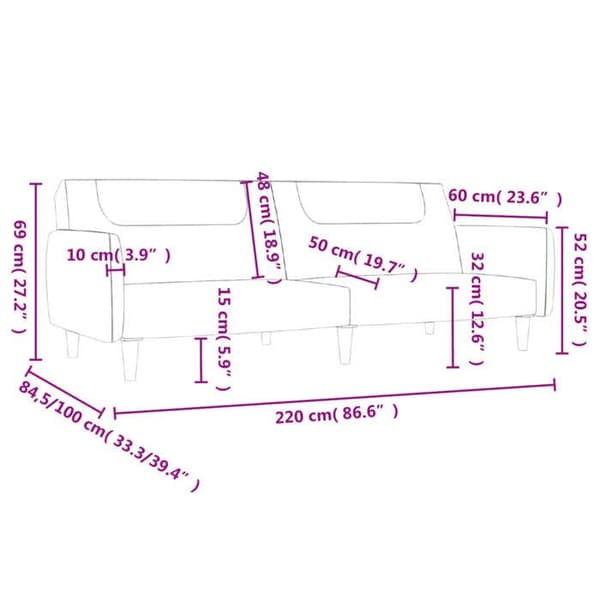 vidaXL 2-sits bäddsoffa gult tyg 375789