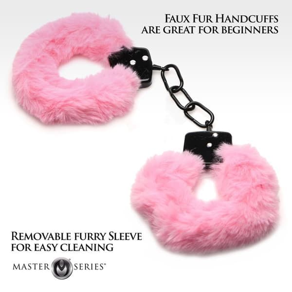 XR Brands - Cuffed in Fur Menottes - Rosa