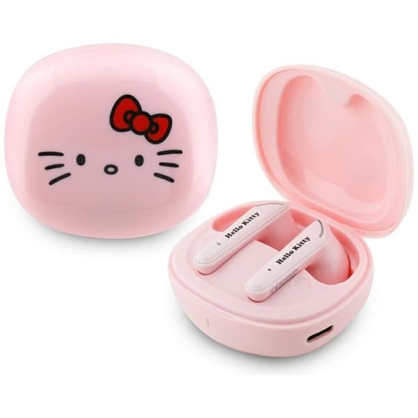 TWS hörlurar - Hello Kitty - Rosa - Bluetooth 5.4 - Autonomi 4h - Touchskärm