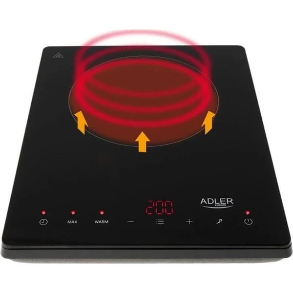 Induktionshäll - ADLER - 190 mm - LCD - Barnsäkerhet - Snabblagning