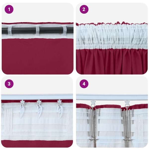 2-delade gardiner med öglor Bourgogne 260x140 cm